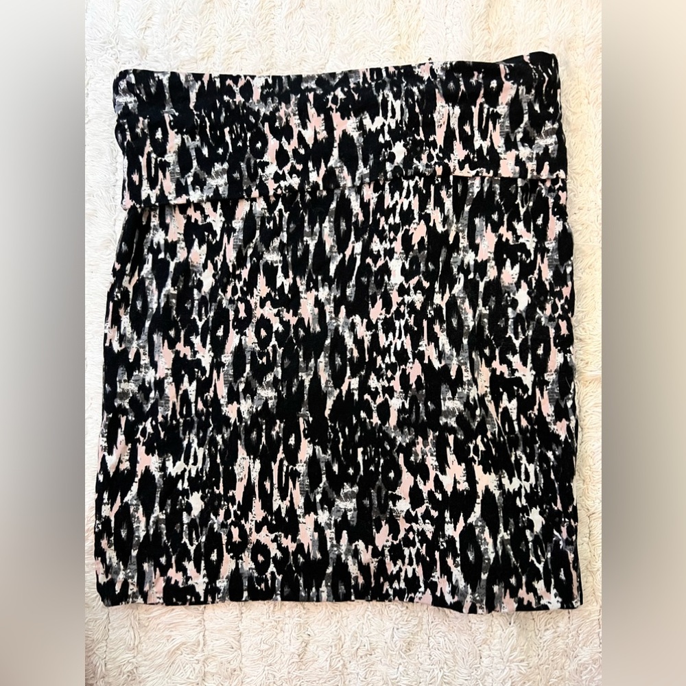 Fold over leopard print pencil skirt